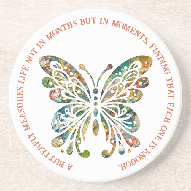 Butterfly - Tropical Colours w/ Quote Coaster (Front)