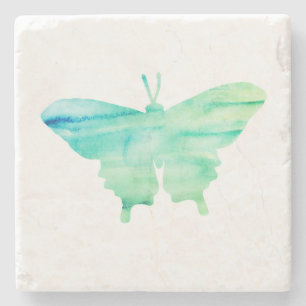 Butterfly Tropical Nature Painting Coastal Decor Stone Coaster