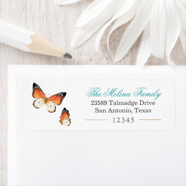 Butterfly Turquoise Return Address Label (Insitu)