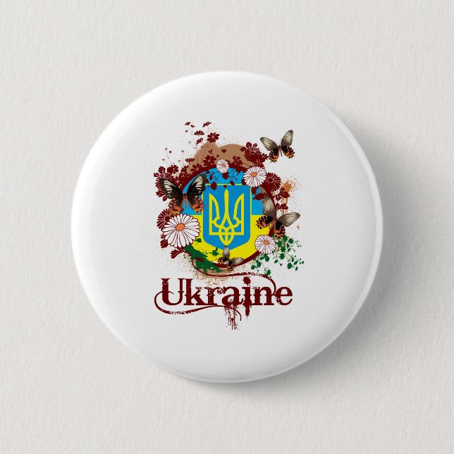 Butterfly Ukraine 6 Cm Round Badge (Front)