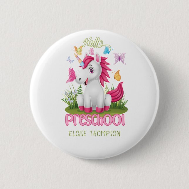 Butterfly Unicorn Preschool Back to School    6 Cm Round Badge (Front)
