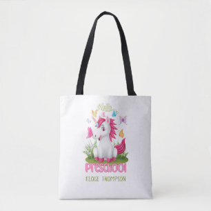 Butterfly Unicorn Preschool Back to School     Tote Bag