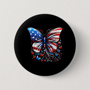 Butterfly USA Flag Cute 4th of July Funny American 6 Cm Round Badge
