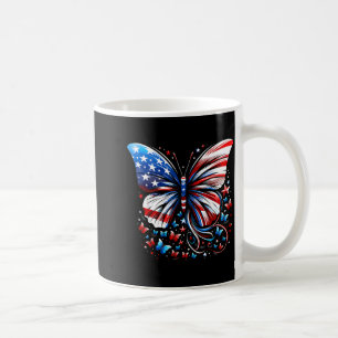 Butterfly USA Flag Cute 4th of July Funny American Coffee Mug