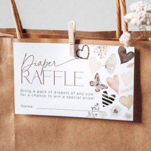 Butterfly Valentines Diaper Raffle Ticket Baby Enclosure Card