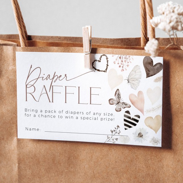 Butterfly Valentines Diaper Raffle Ticket Baby Enclosure Card (Creator Uploaded)