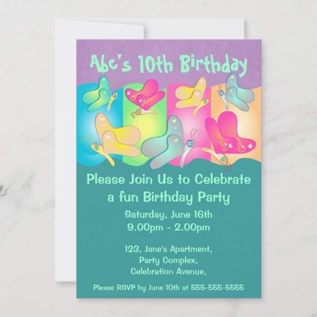 Butterfly vibrant birthday card (Front)