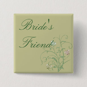 Butterfly Vine Wedding Recognition Button's 15 Cm Square Badge