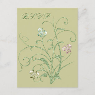 Butterfly Vine Wedding RSVP Postcard