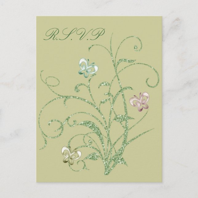 Butterfly Vine Wedding RSVP Postcard (Front)