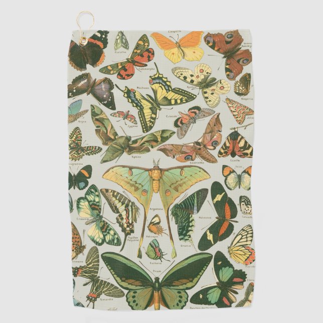 Butterfly Vintage Antique Butterflies Art Golf Towel (Front)