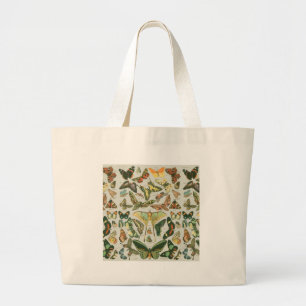 Butterfly Vintage Antique Butterflies Art Large Tote Bag