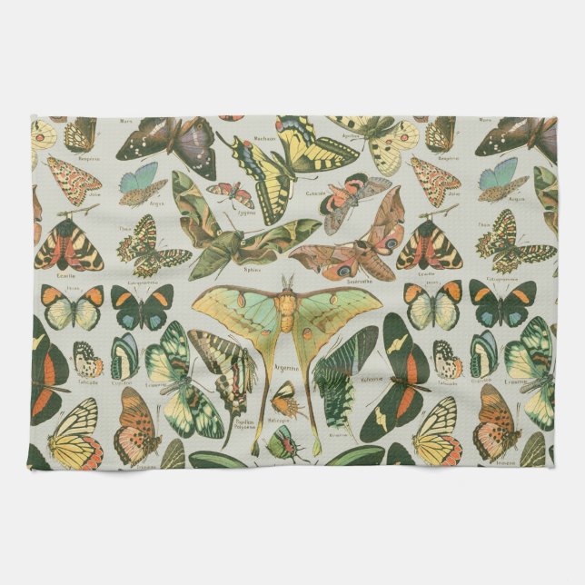 Butterfly Vintage Antique Butterflies Art Tea Towel (Horizontal)