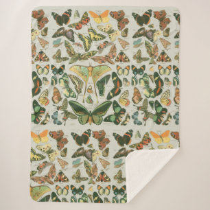 Butterfly Vintage Antique Butterflies Pattern Sherpa Blanket