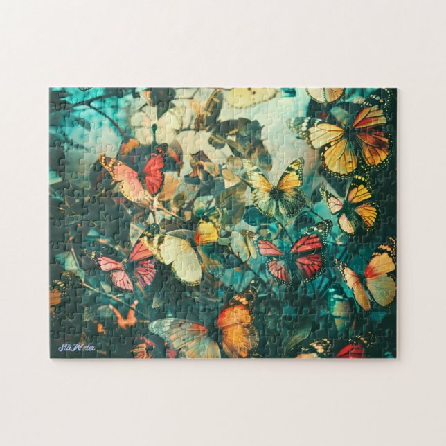 butterfly vintage colourful relax eyes puzzle (Horizontal)