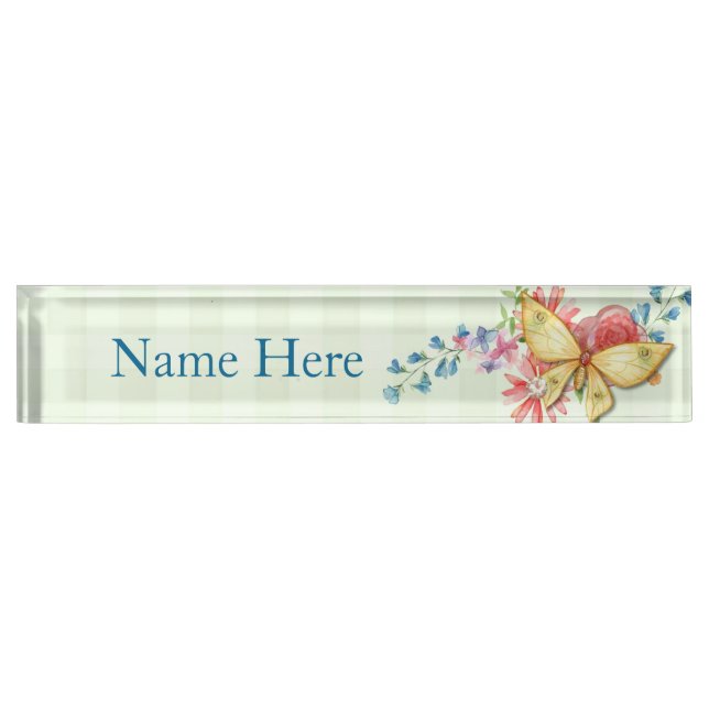 Butterfly Vintage Floral Nameplate (Front)