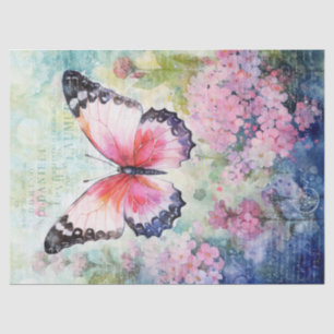 Butterfly Vintage Hand Writing Letter Decoupage Tissue Paper