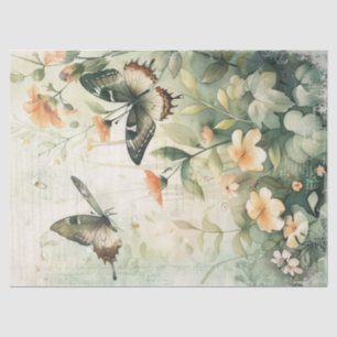 Butterfly Vintage Hand Writing Letter Decoupage Tissue Paper