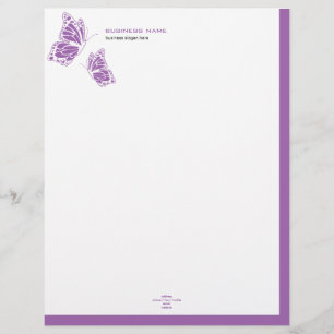 Butterfly Violet & White Elegant Modern Simple 2 Customised Letterhead