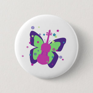 Butterfly Violin 6 Cm Round Badge