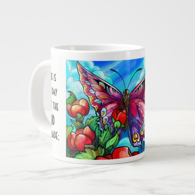 Butterfly w/ verse; Psalm 118:24 Large Coffee Mug (Front Left)