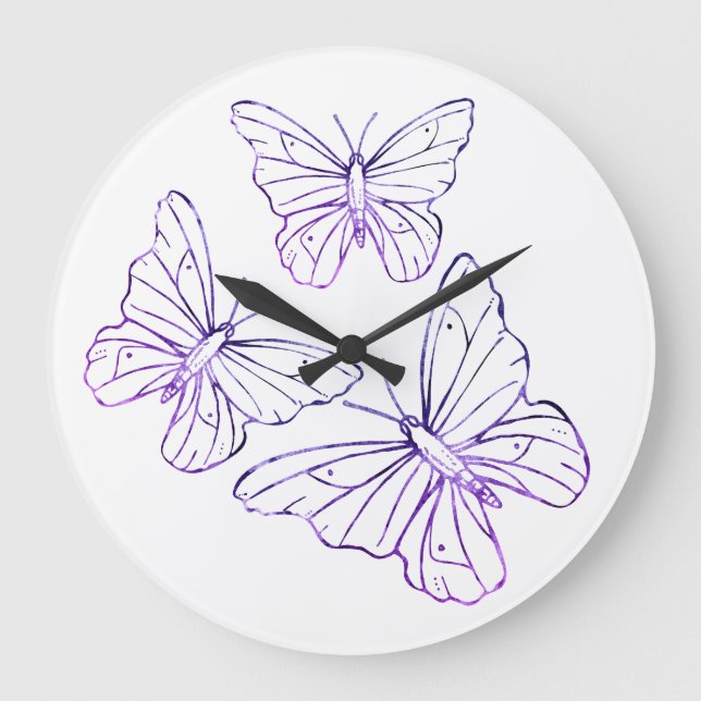 Butterfly wall-clock large clock (Front)