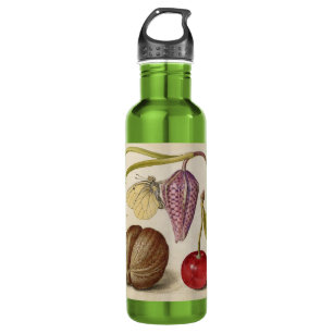 Butterfly Walnut Flower Cherry Watercolor Art 710 Ml Water Bottle