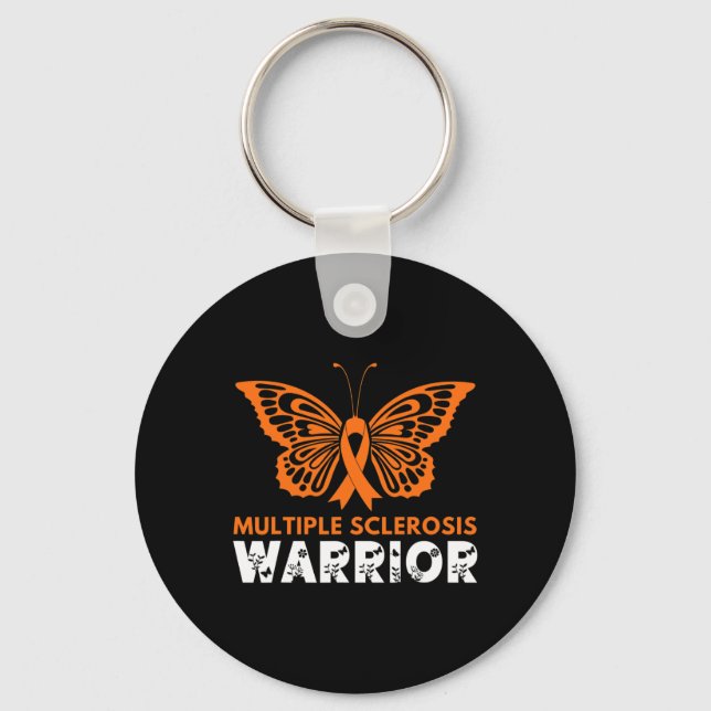 Butterfly Warrior Multiple Sclerosis Awareness Ora Key Ring (Front)