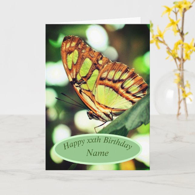 Butterfly Watching Nature Personalised Birthday Card (Yellow Flower)