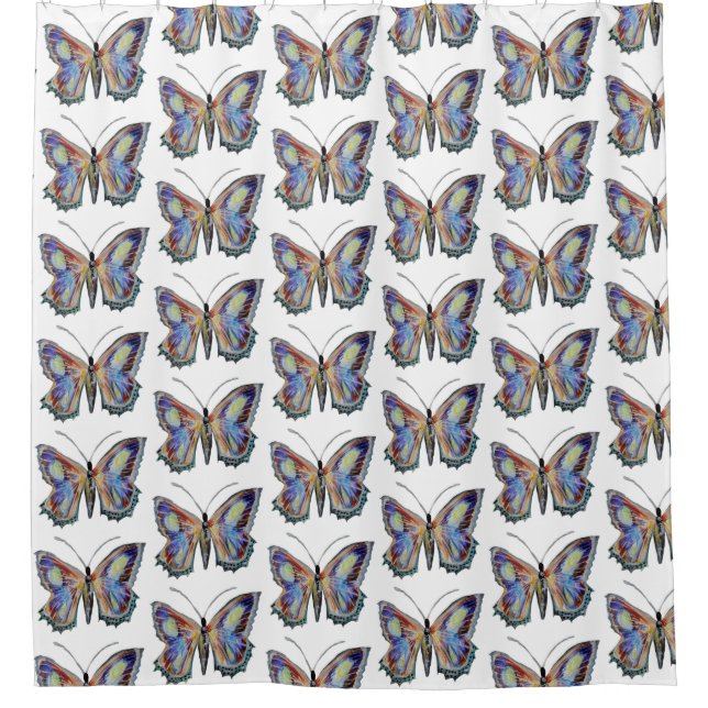 Butterfly watercolor art shower curtain (Front)