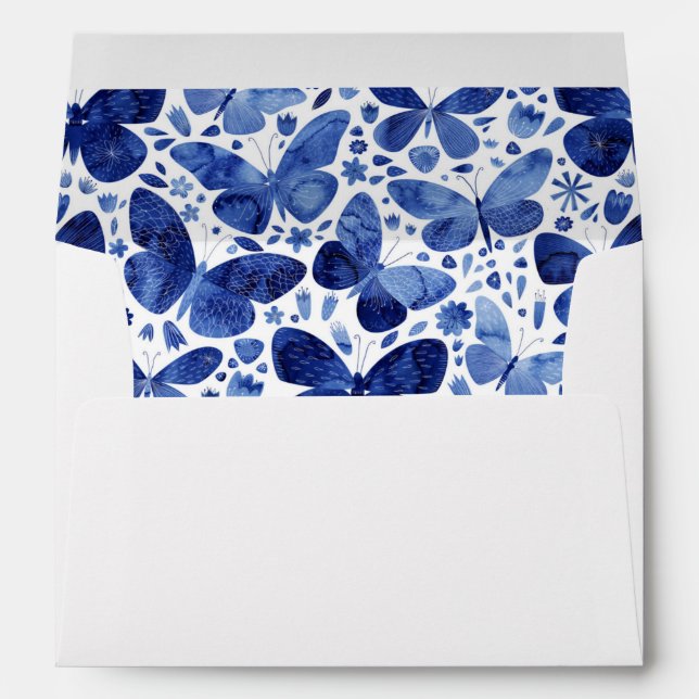 Butterfly Watercolor Blue Envelope (Back (Bottom))