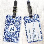 Butterfly Watercolor Blue Monogram Luggage Tag<br><div class="desc">Indigo blue and white watercolor butterfly painting to make your travel bags stand out from the crowd.  Original art by Nic Squirrell.  Change the monogram initial and contact information on the reverse to personalise.</div>