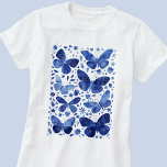 Butterfly Watercolor Blue T-Shirt<br><div class="desc">Indigo blue and white watercolor butterfly painting.  Original art by Nic Squirrell.</div>