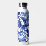 Butterfly Watercolor Blue Water Bottle<br><div class="desc">Indigo blue and white watercolor butterfly pattern for nature lovers.  Original art by Nic Squirrell.</div>