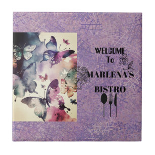 Butterfly Watercolor Ceramic Tile