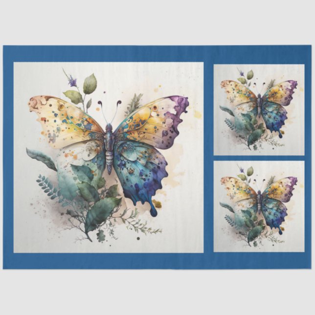 Butterfly Watercolor  Decoupage  Tissue Paper (Front)