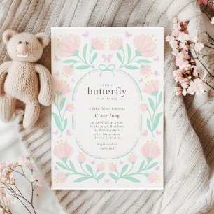 Butterfly Watercolor Girl Baby Shower Invitation