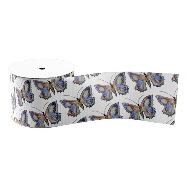 Butterfly watercolor grosgrain ribbon (Spool)