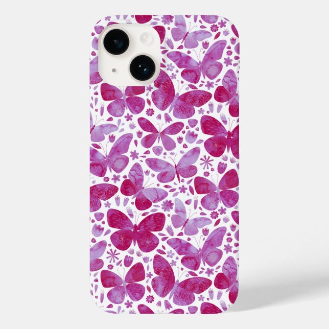 Butterfly Watercolor Magenta Pink Case-Mate iPhone Case (Back)