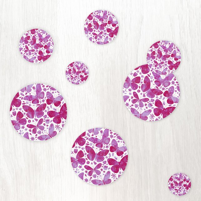 Butterfly Watercolor Magenta Pink Confetti (Hot magenta pink watercolor butterfly pattern confetti)