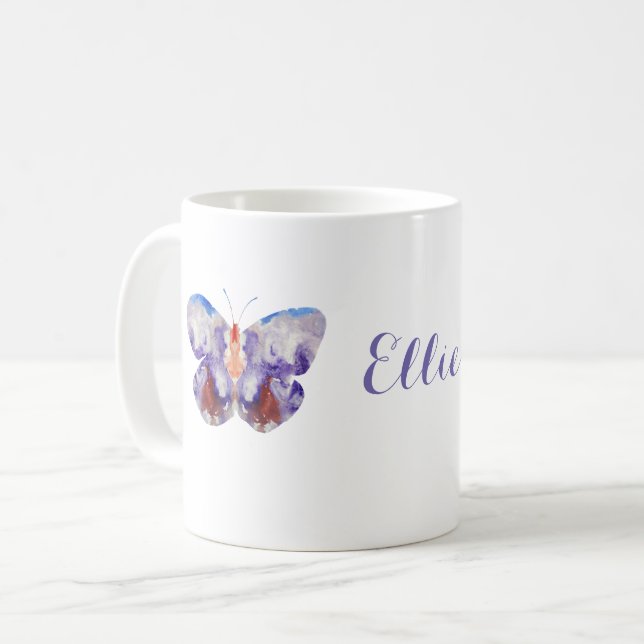 Butterfly Watercolor Personalised Coffee Mug (Front Left)
