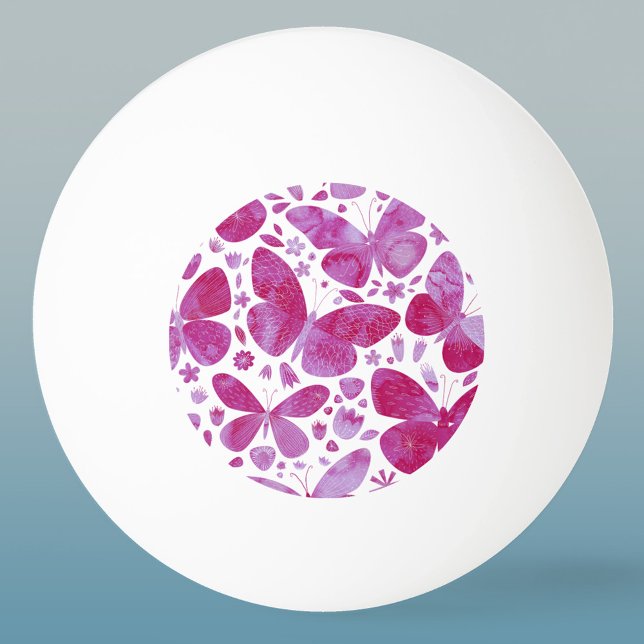 Butterfly Watercolor Ping Pong Ball (Pink watercolor butterfly ping pong ball)