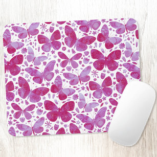 Butterfly Watercolor Pink Mouse Pad