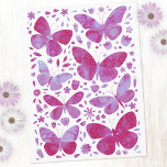 Butterfly Watercolor Pink Postcard<br><div class="desc">Magenta pink and white watercolor butterflies painting.  Original art by Nic Squirrell.</div>