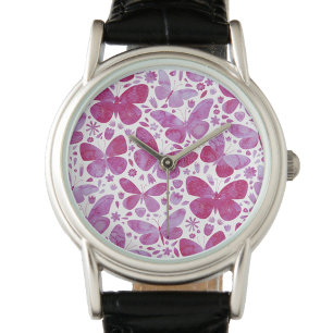 Butterfly Watercolor Pink Watch