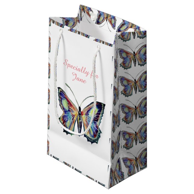 Butterfly watercolor small gift bag (Front Angled)
