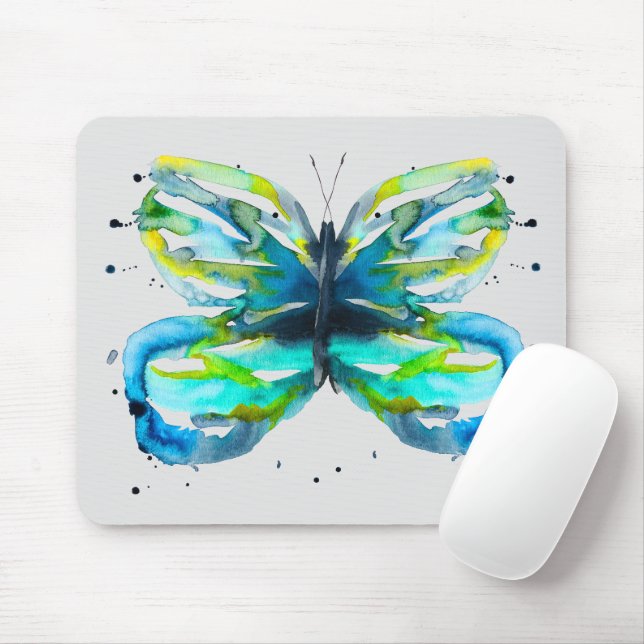 Butterfly watercolor whimsical watercolor mouse pad (With Mouse)