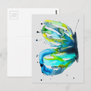 Butterfly watercolor whimsical watercolor postcard