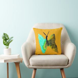 Butterfly watercolour aqua pretty cushion