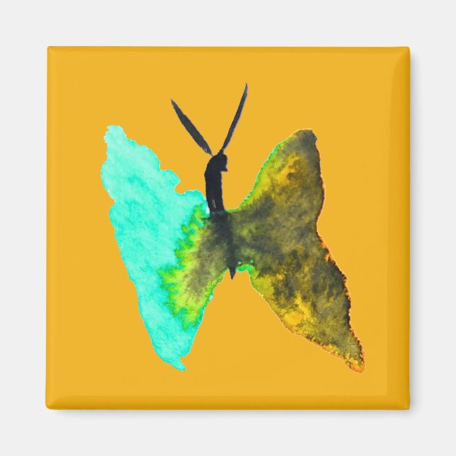 Butterfly watercolour aqua pretty magnet (Front)
